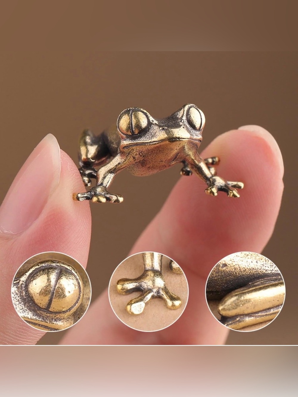 Retro Brass Miniature Frog Figurine - Picture 3 of 4